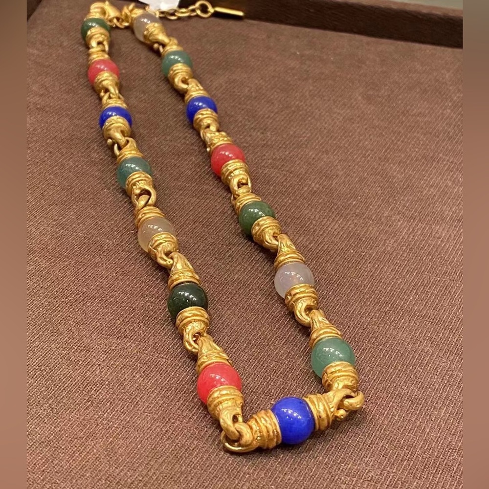 Necklace/ Gold plated copper/ Glaze/Aristocrats/ Lucky